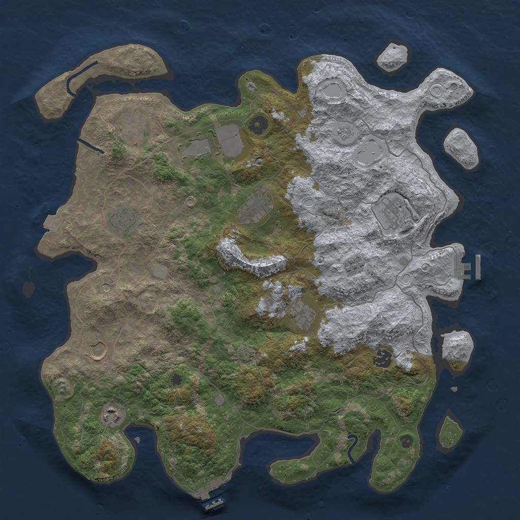 Rust Map: Procedural Map, Size: 4200, Seed: 32864684, 18 Monuments