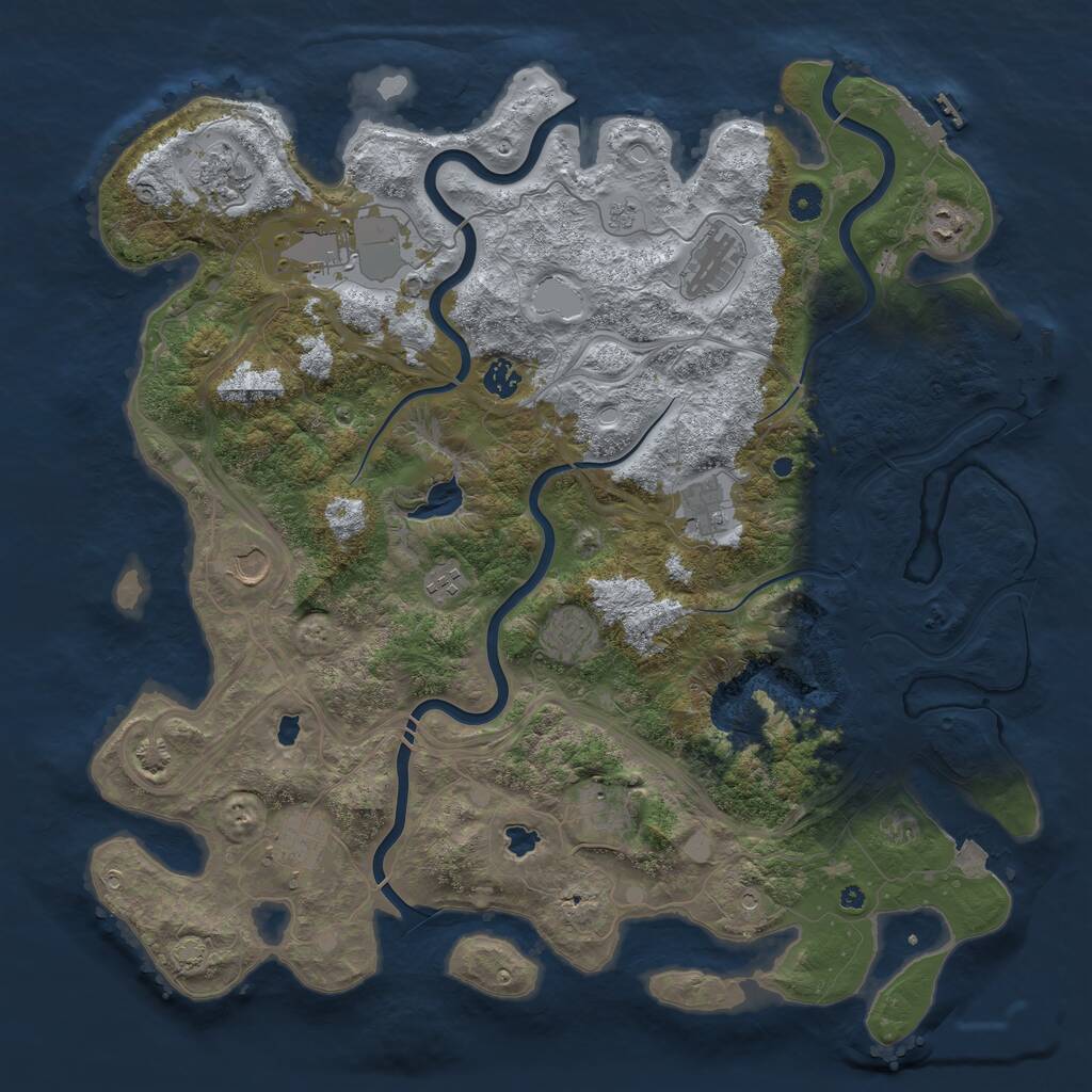 Rust Map: Procedural Map, Size: 4500, Seed: 1942230014, 17 Monuments