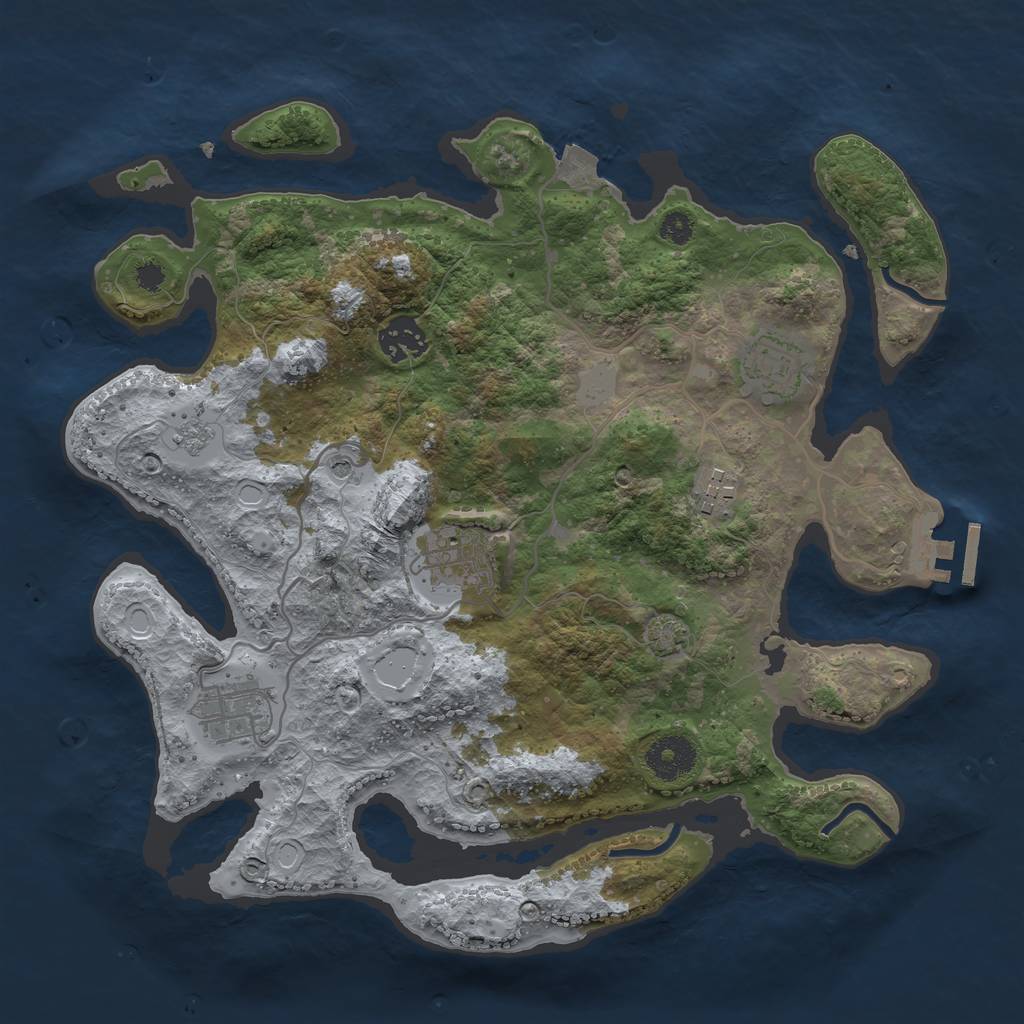 Rust Map: Procedural Map, Size: 3300, Seed: 109825310, 12 Monuments