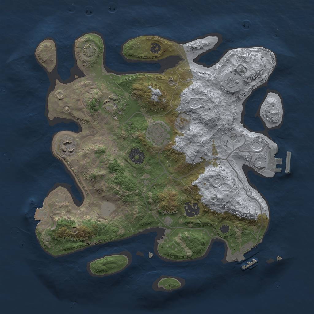 Rust Map: Procedural Map, Size: 3000, Seed: 690044531, 12 Monuments