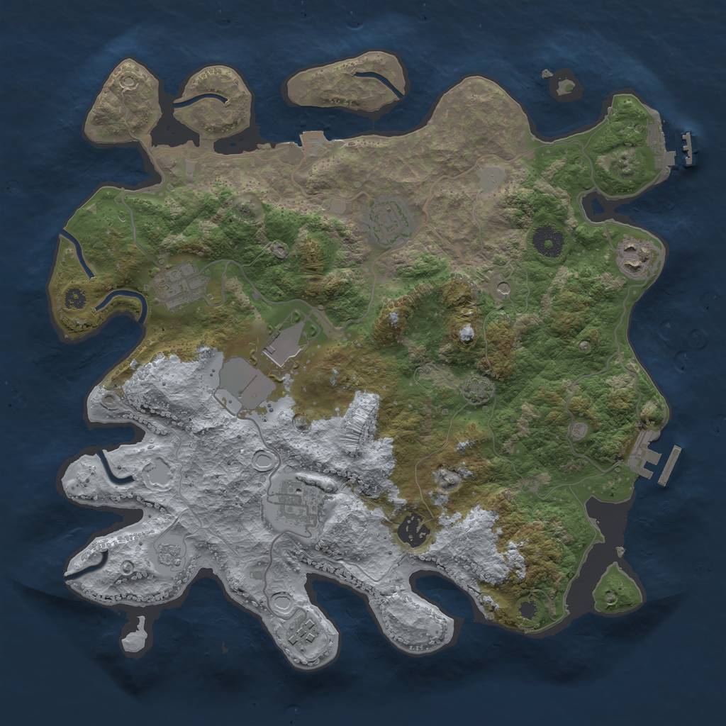 Rust Map: Procedural Map, Size: 3500, Seed: 1643378446, 15 Monuments