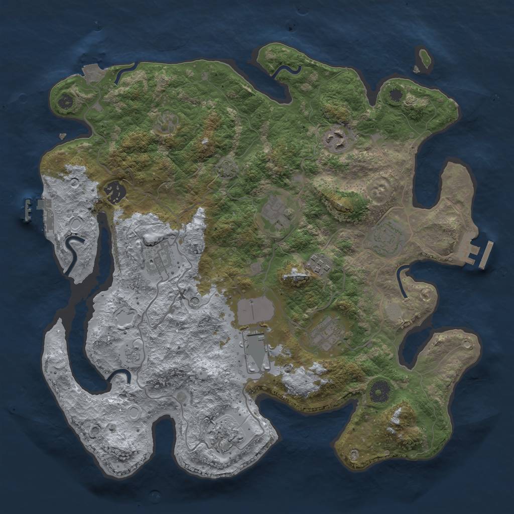 Rust Map: Procedural Map, Size: 3600, Seed: 189, 17 Monuments