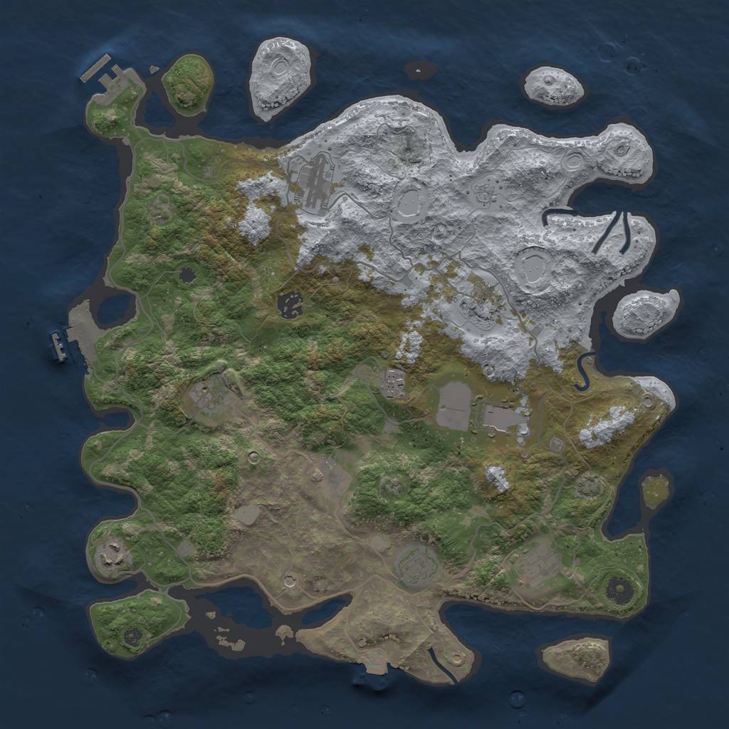 Rust Map: Procedural Map, Size: 4000, Seed: 21385798, 18 Monuments