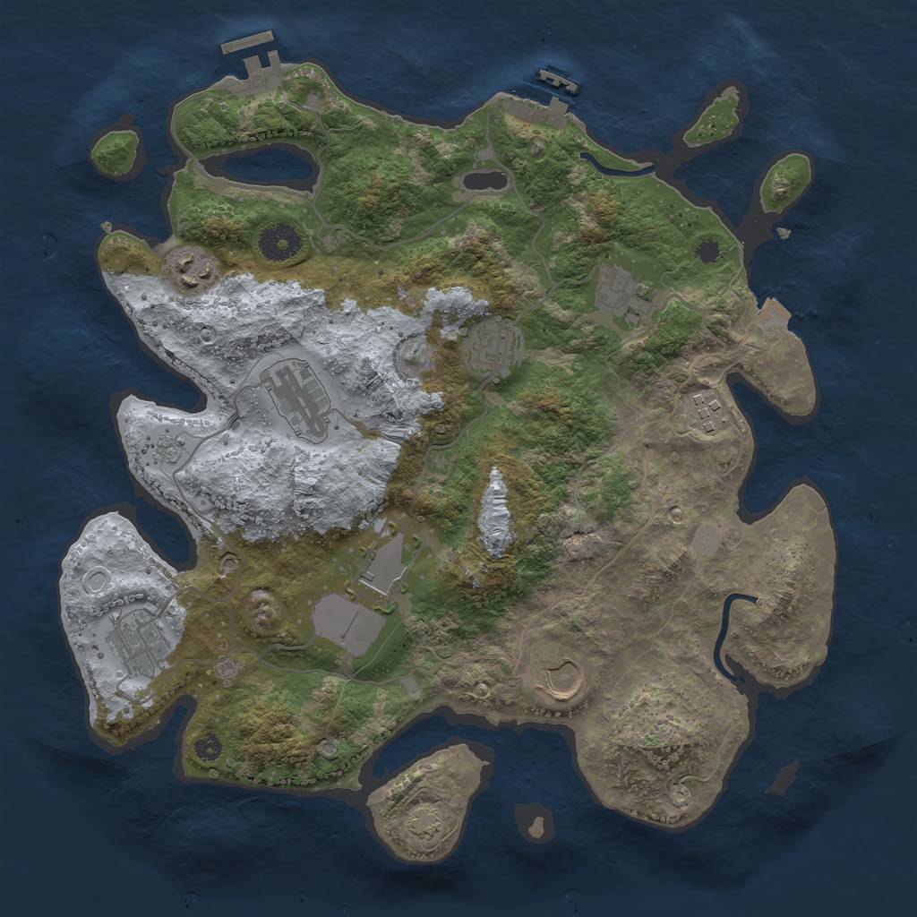 Rust Map: Procedural Map, Size: 3500, Seed: 624597345, 15 Monuments