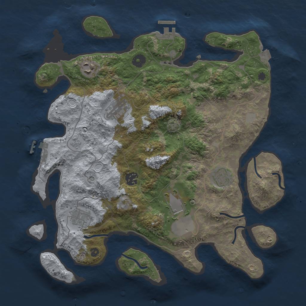 Rust Map: Procedural Map, Size: 3500, Seed: 1300943081, 14 Monuments