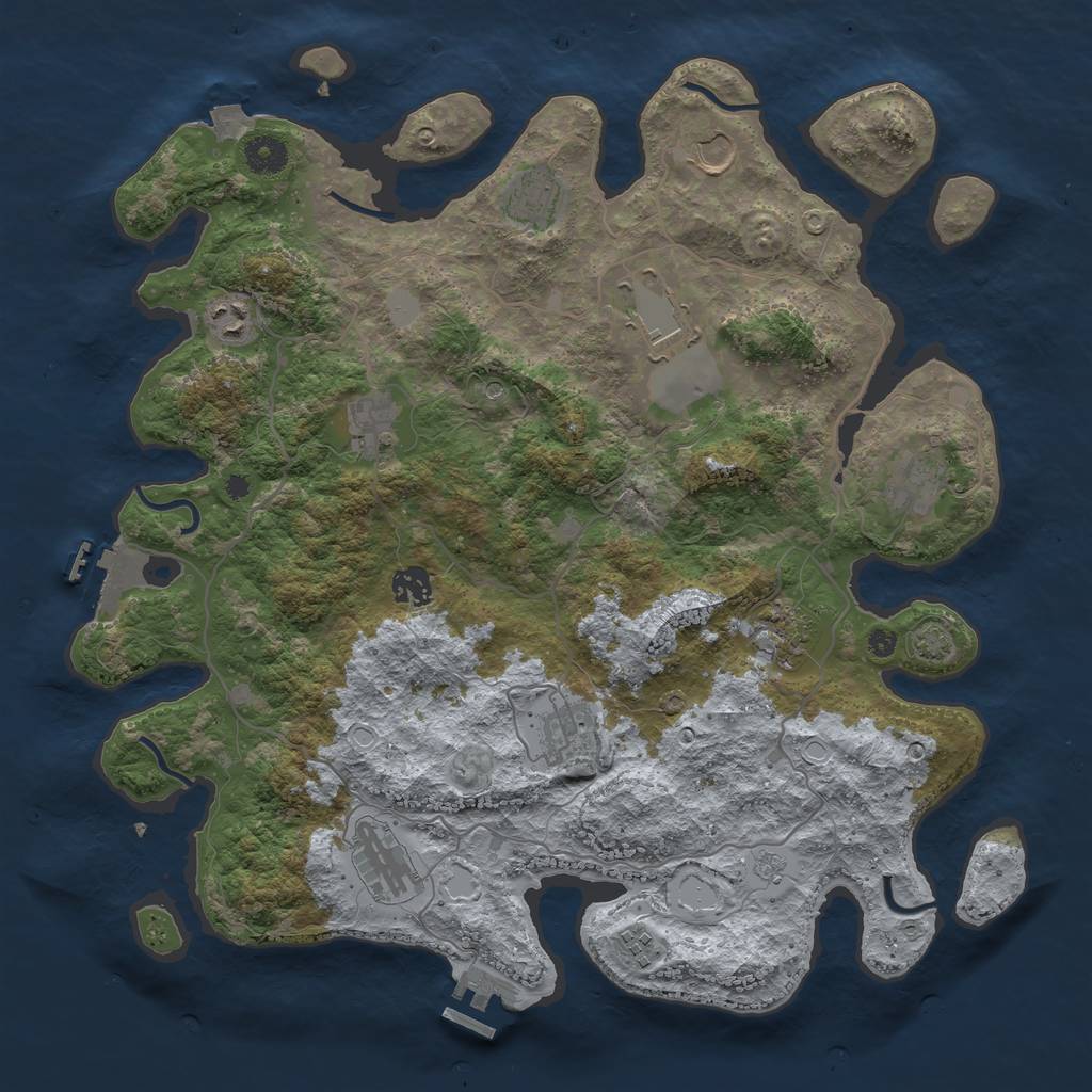 Rust Map: Procedural Map, Size: 4000, Seed: 496927929, 19 Monuments