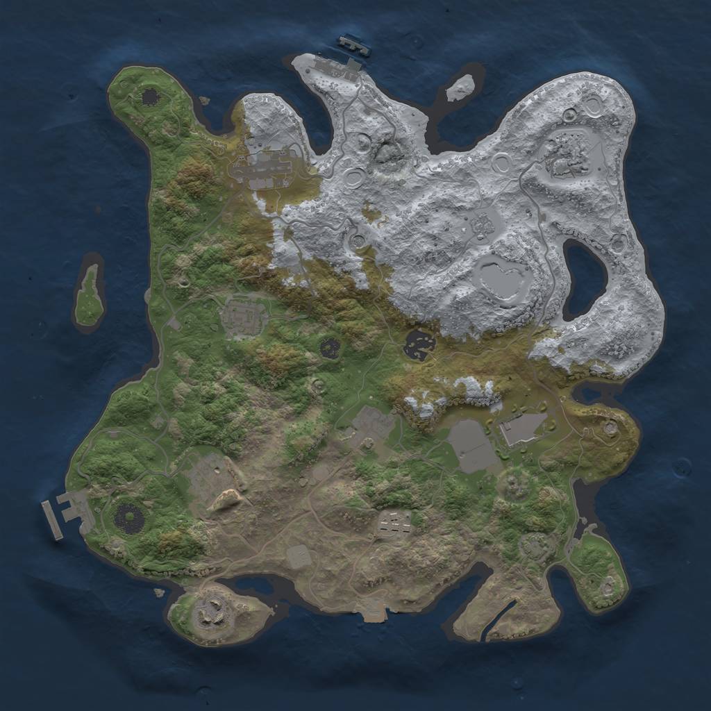 Rust Map: Procedural Map, Size: 3500, Seed: 1058829933, 17 Monuments