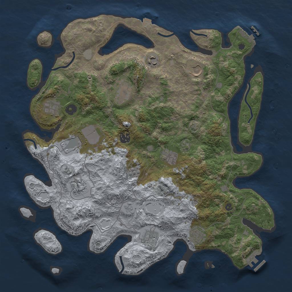 Rust Map: Procedural Map, Size: 4000, Seed: 2045009575, 19 Monuments