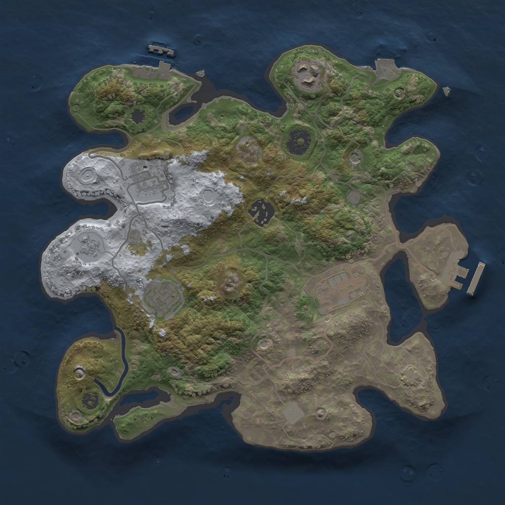 Rust Map: Procedural Map, Size: 3000, Seed: 884697, 13 Monuments