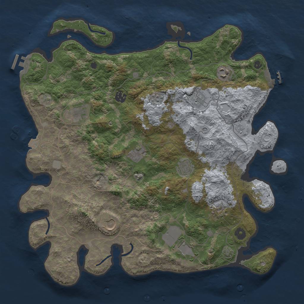 Rust Map: Procedural Map, Size: 4000, Seed: 265582, 18 Monuments