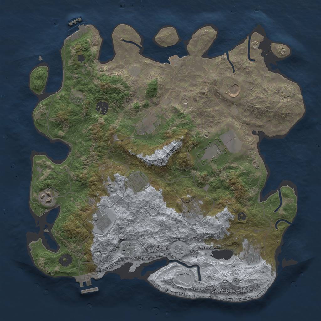 Rust Map: Procedural Map, Size: 3700, Seed: 887390249, 18 Monuments