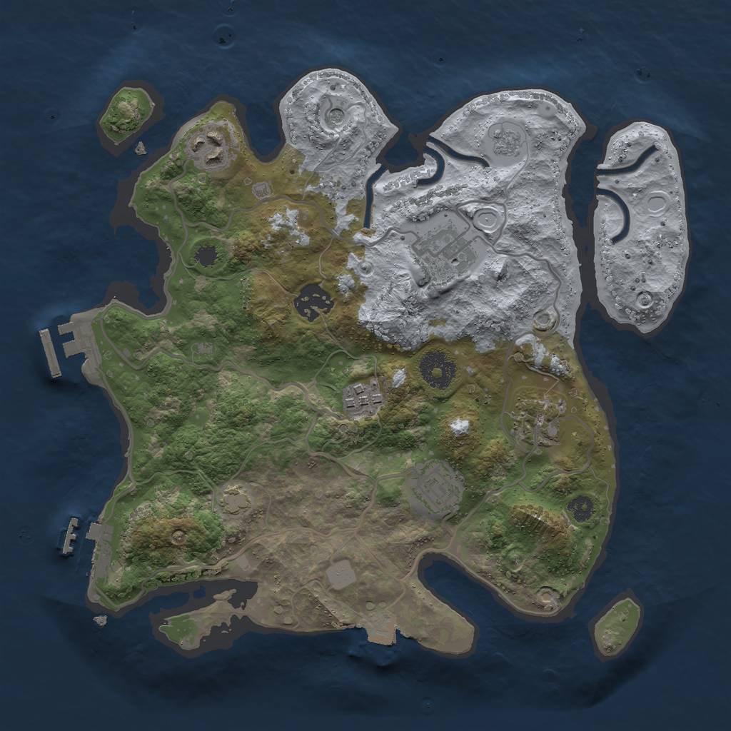 Rust Map: Procedural Map, Size: 3000, Seed: 35966, 14 Monuments