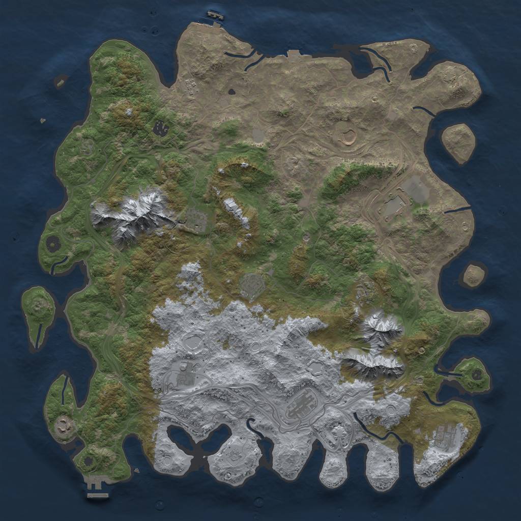 Rust Map: Procedural Map, Size: 5000, Seed: 53283, 19 Monuments