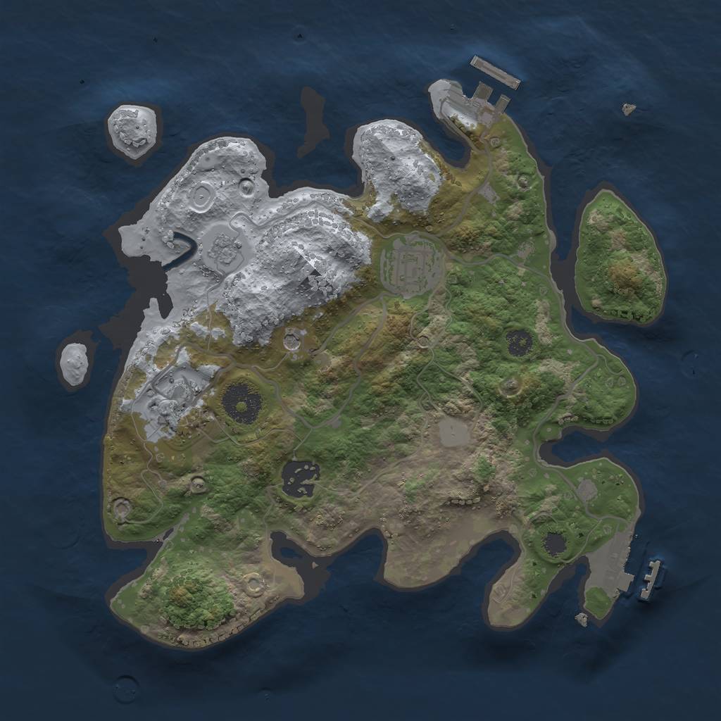 Rust Map: Procedural Map, Size: 2750, Seed: 736290481, 10 Monuments