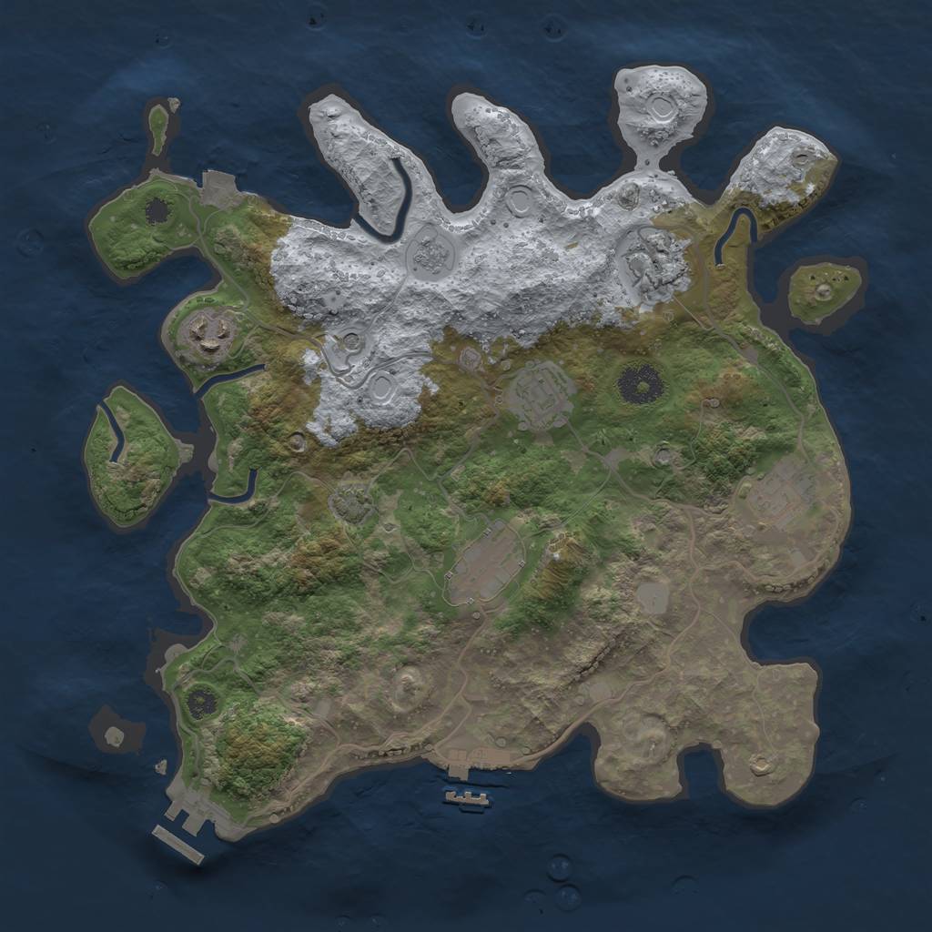 Rust Map: Procedural Map, Size: 3300, Seed: 1088938267, 13 Monuments