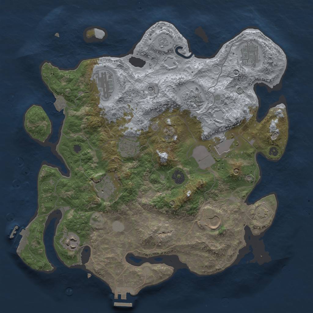 Rust Map: Procedural Map, Size: 3500, Seed: 1081466206, 16 Monuments