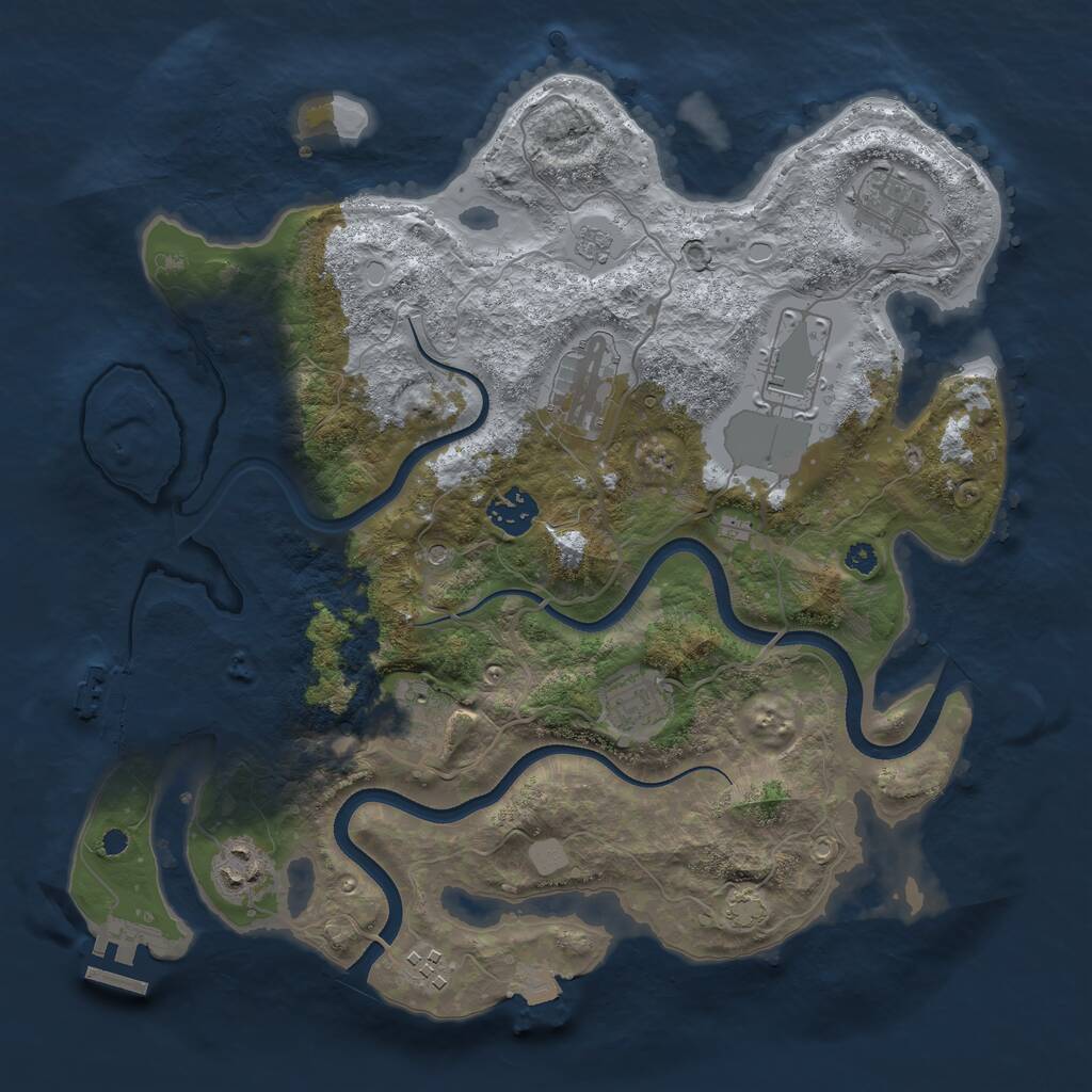 Rust Map: Procedural Map, Size: 3500, Seed: 1081466206, 14 Monuments
