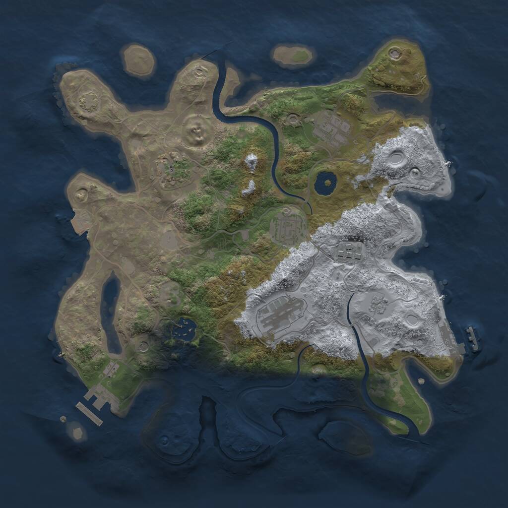 Rust Map: Procedural Map, Size: 3250, Seed: 518791, 12 Monuments
