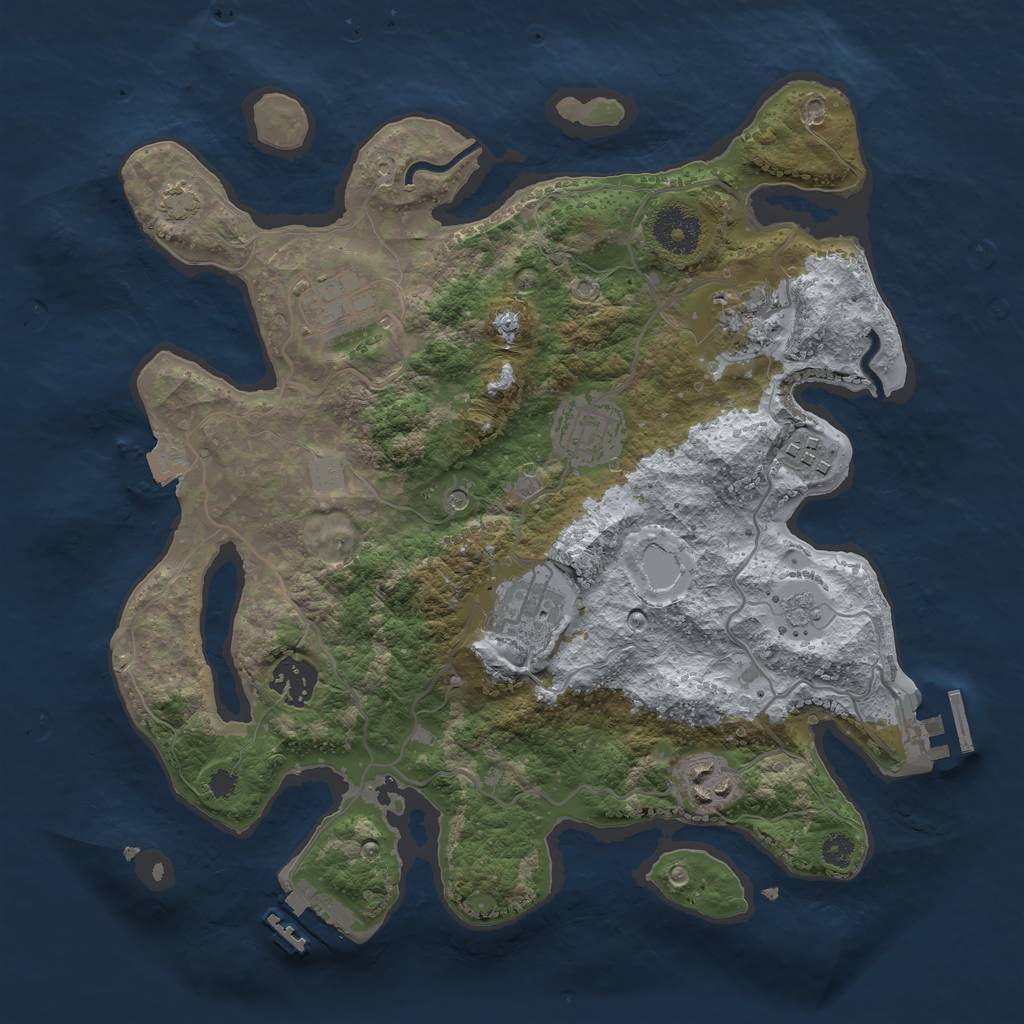 Rust Map: Procedural Map, Size: 3250, Seed: 518791, 15 Monuments