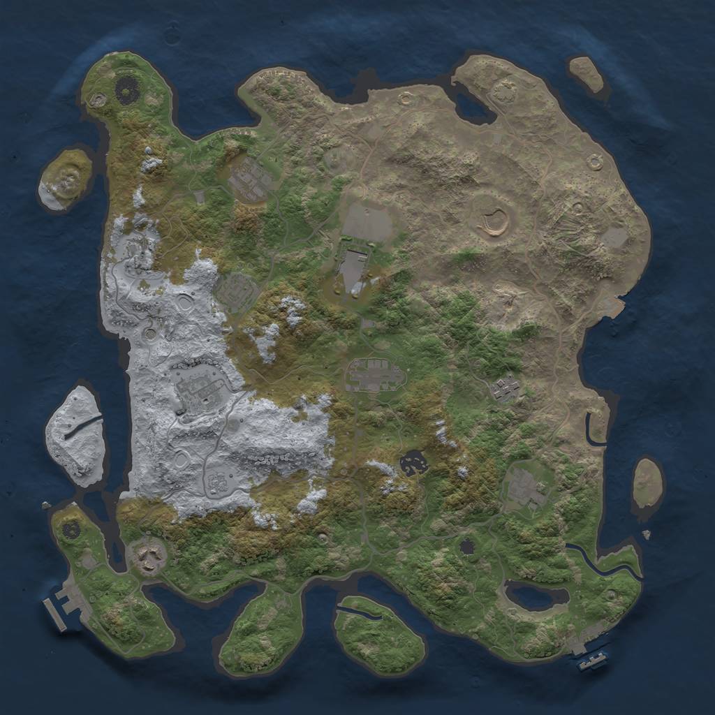 Rust Map: Procedural Map, Size: 4000, Seed: 884621731, 19 Monuments