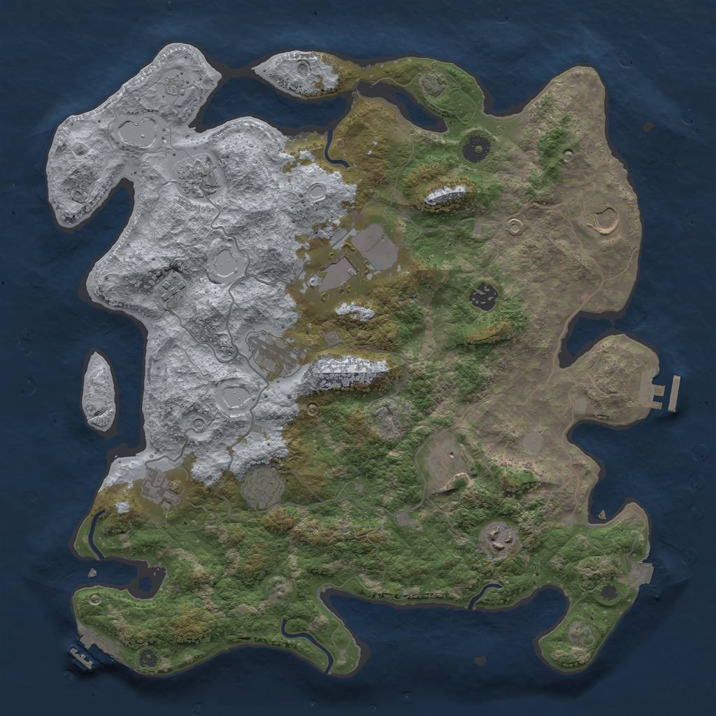 Rust Map: Procedural Map, Size: 4000, Seed: 1007606456, 18 Monuments