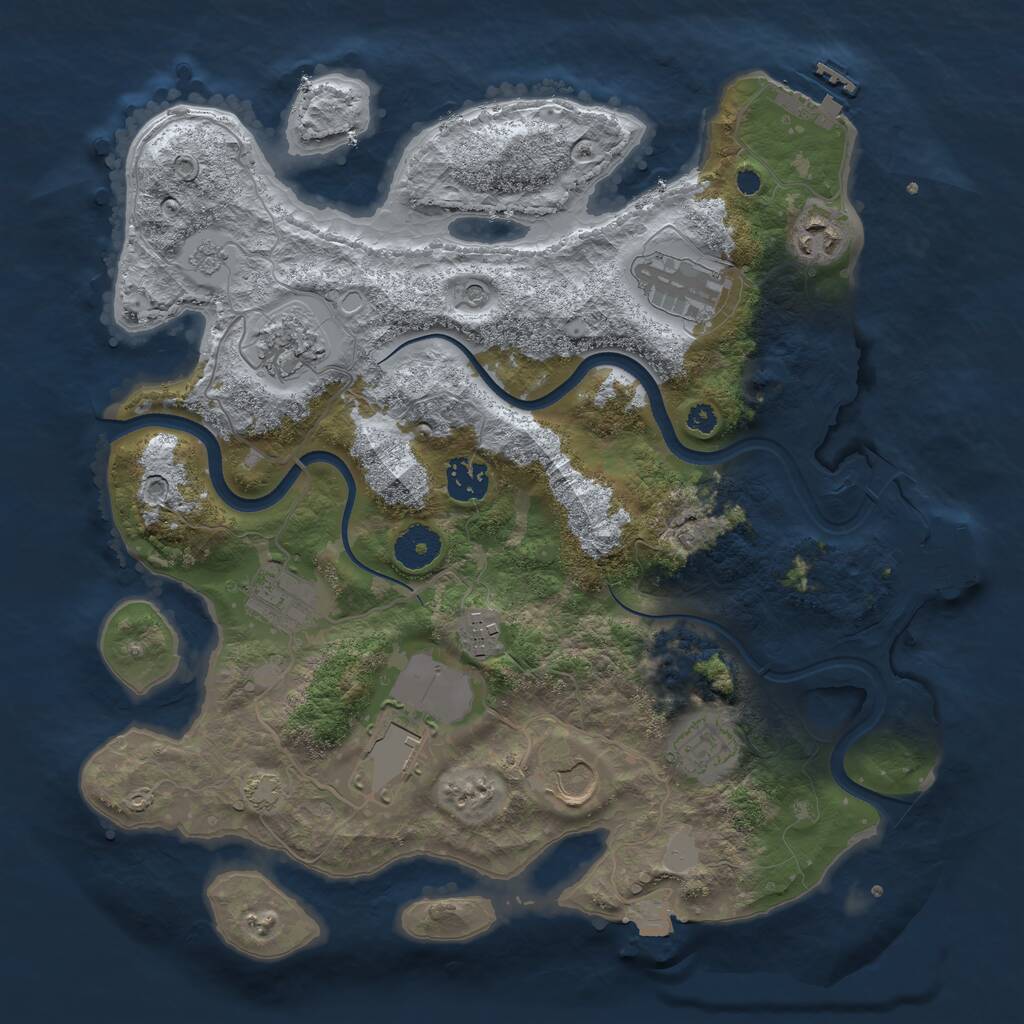 Rust Map: Procedural Map, Size: 3500, Seed: 541158806, 15 Monuments