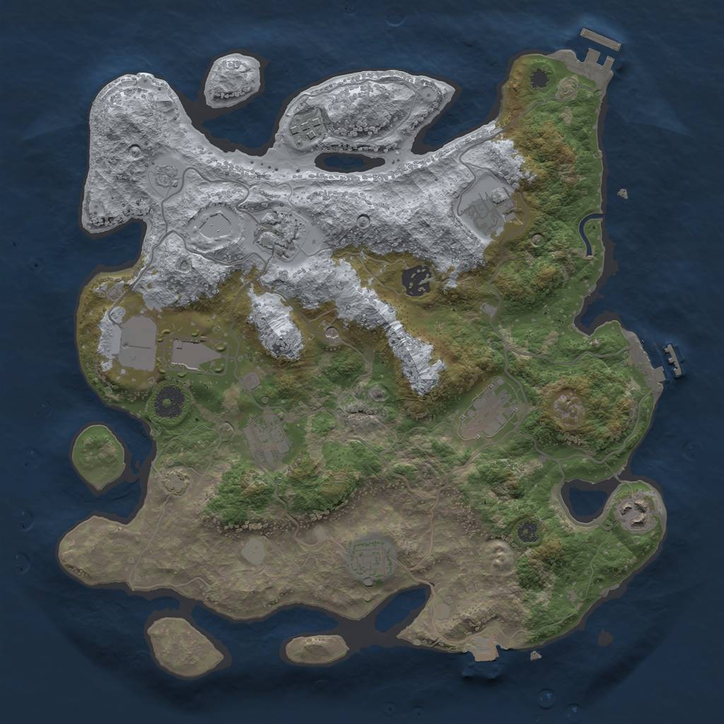 Rust Map: Procedural Map, Size: 3500, Seed: 541158806, 17 Monuments