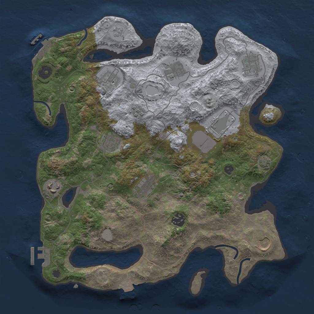 Rust Map: Procedural Map, Size: 3500, Seed: 1169514706, 17 Monuments