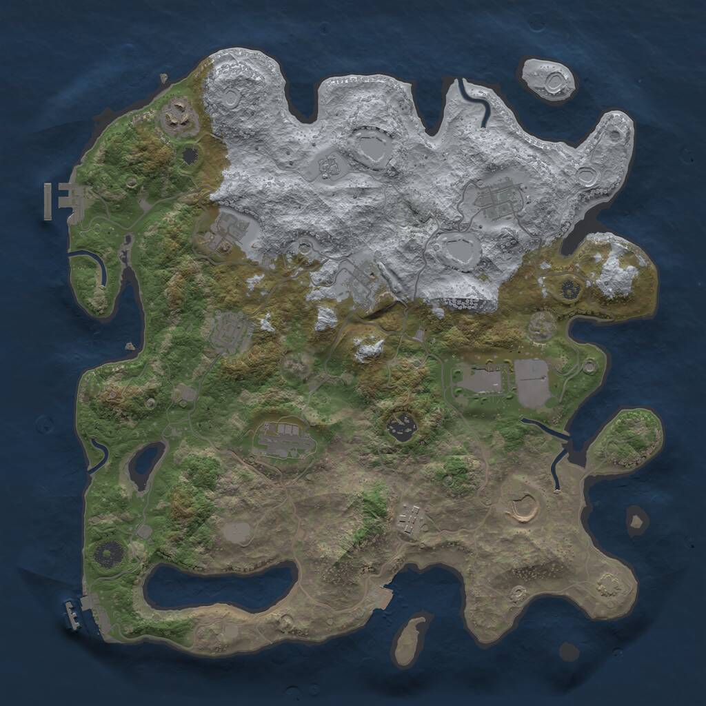 Rust Map: Procedural Map, Size: 3800, Seed: 1169514706, 16 Monuments