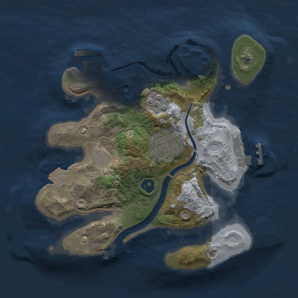 Rust Map: Procedural Map, Size: 2200, Seed: 489477, 5 Monuments
