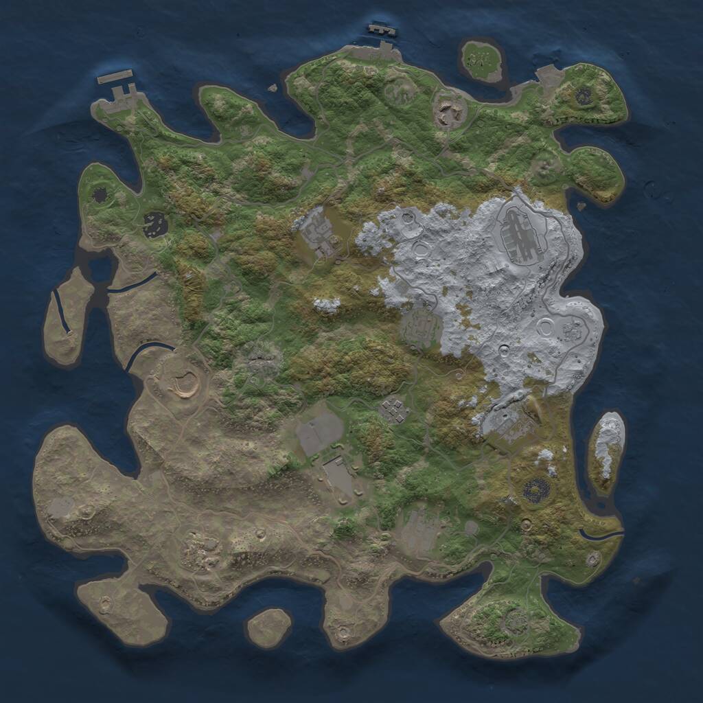 Rust Map: Procedural Map, Size: 4000, Seed: 581445518, 17 Monuments