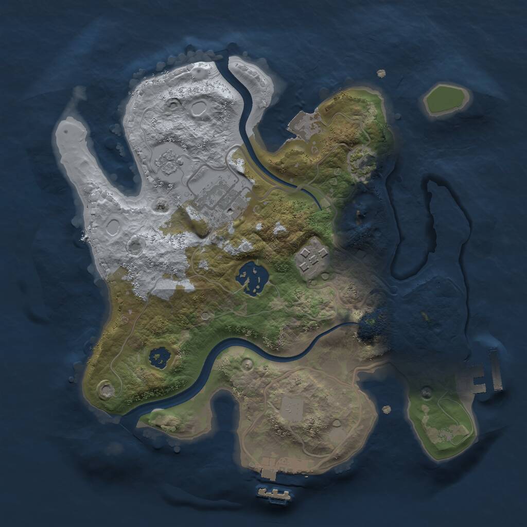 Rust Map: Procedural Map, Size: 2500, Seed: 963025, 8 Monuments