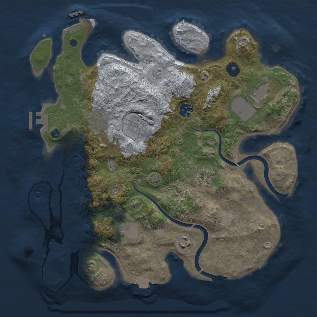 Rust Map: Procedural Map, Size: 3500, Seed: 1958684217, 15 Monuments
