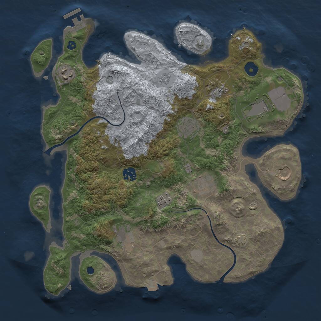 Rust Map: Procedural Map, Size: 3500, Seed: 1958684217, 14 Monuments