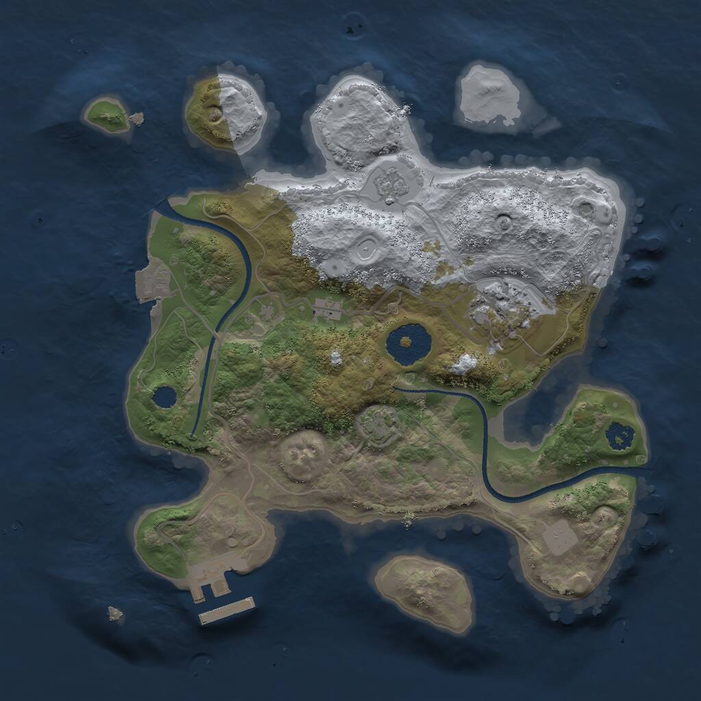 Rust Map: Procedural Map, Size: 2500, Seed: 3781005, 7 Monuments
