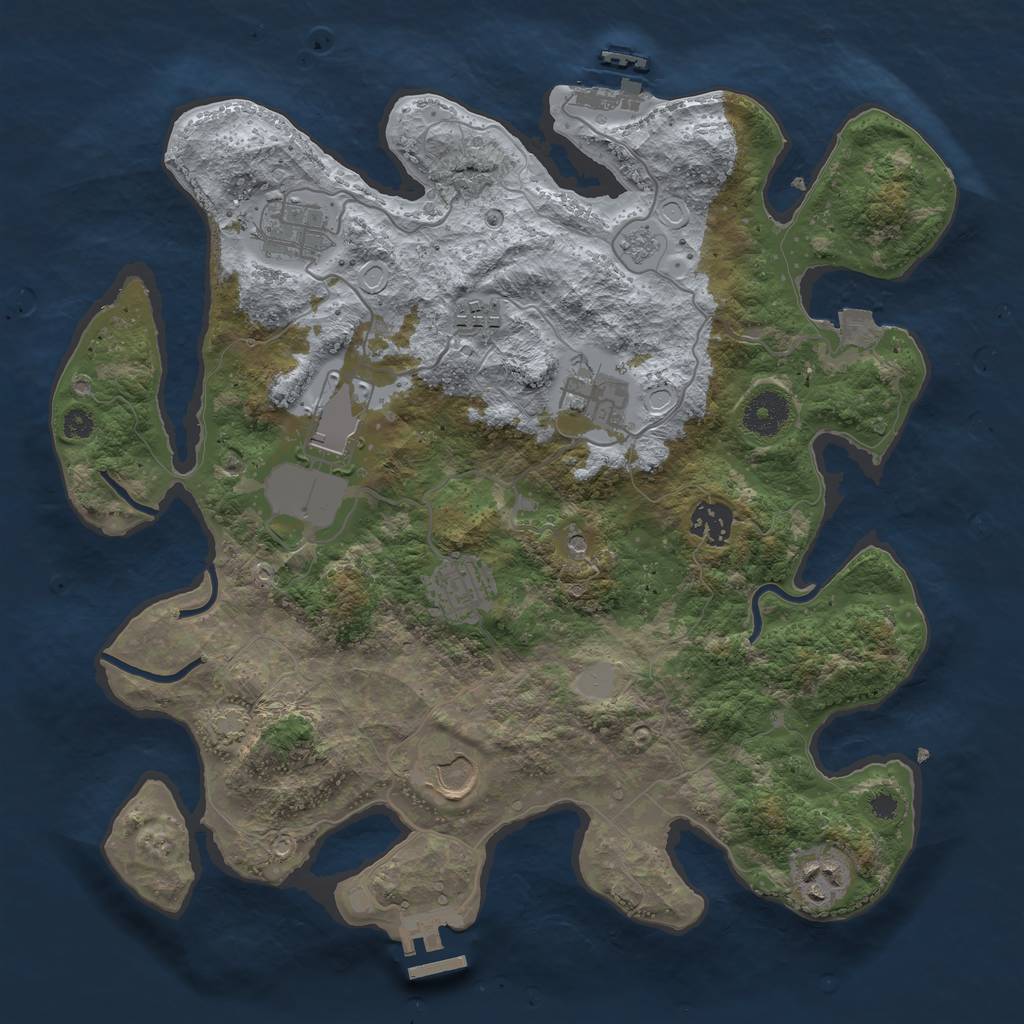 Rust Map: Procedural Map, Size: 3500, Seed: 86332, 16 Monuments