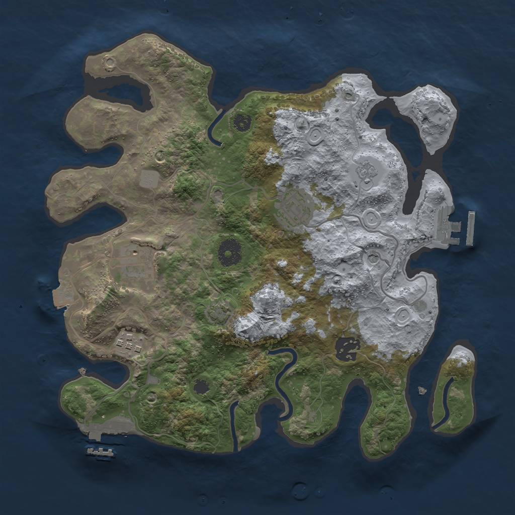 Rust Map: Procedural Map, Size: 3000, Seed: 28765, 12 Monuments