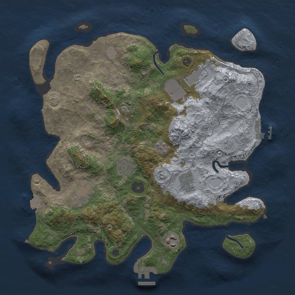 Rust Map: Procedural Map, Size: 3500, Seed: 1328851735, 13 Monuments