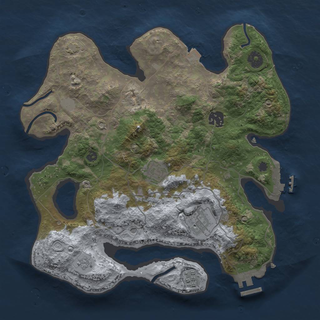 Rust Map: Procedural Map, Size: 3000, Seed: 29451, 12 Monuments