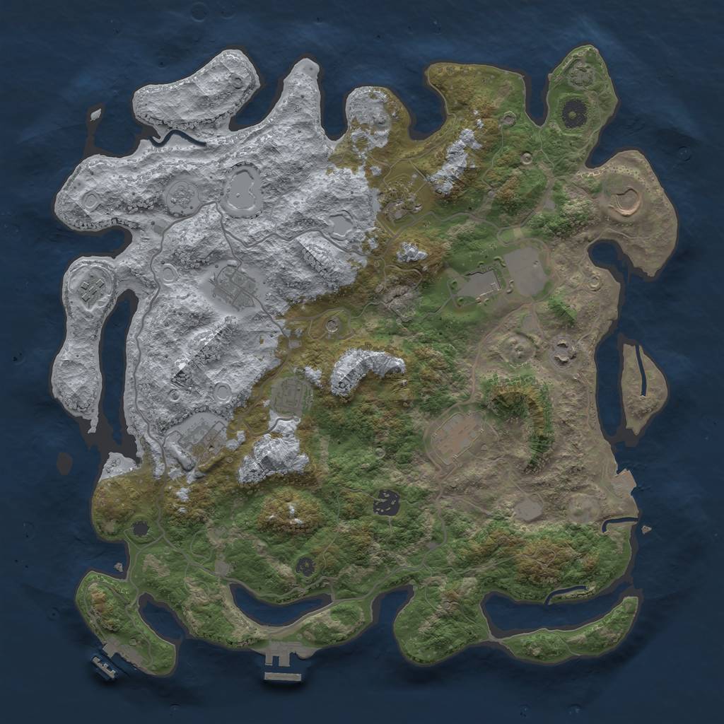 Rust Map: Procedural Map, Size: 4000, Seed: 1542998365, 18 Monuments