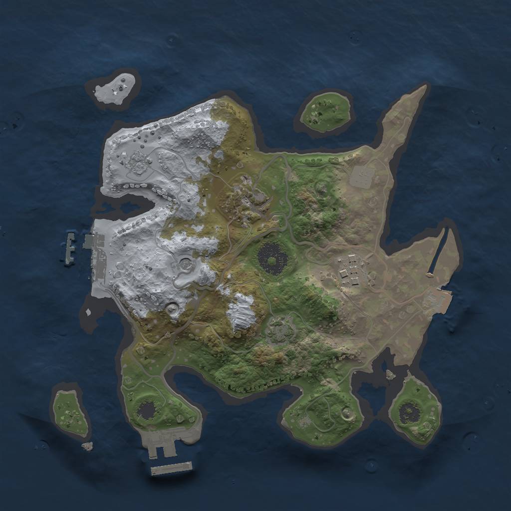 Rust Map: Procedural Map, Size: 2500, Seed: 1492397250, 10 Monuments