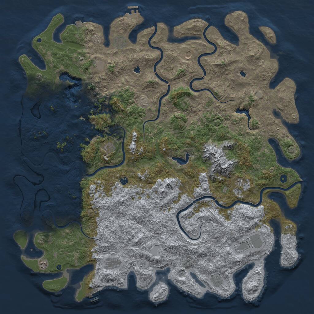 Rust Map: Procedural Map, Size: 6000, Seed: 951461881, 17 Monuments