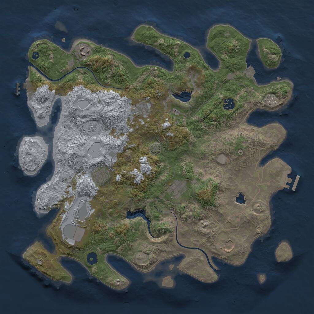 Rust Map: Procedural Map, Size: 4000, Seed: 1325387563, 14 Monuments