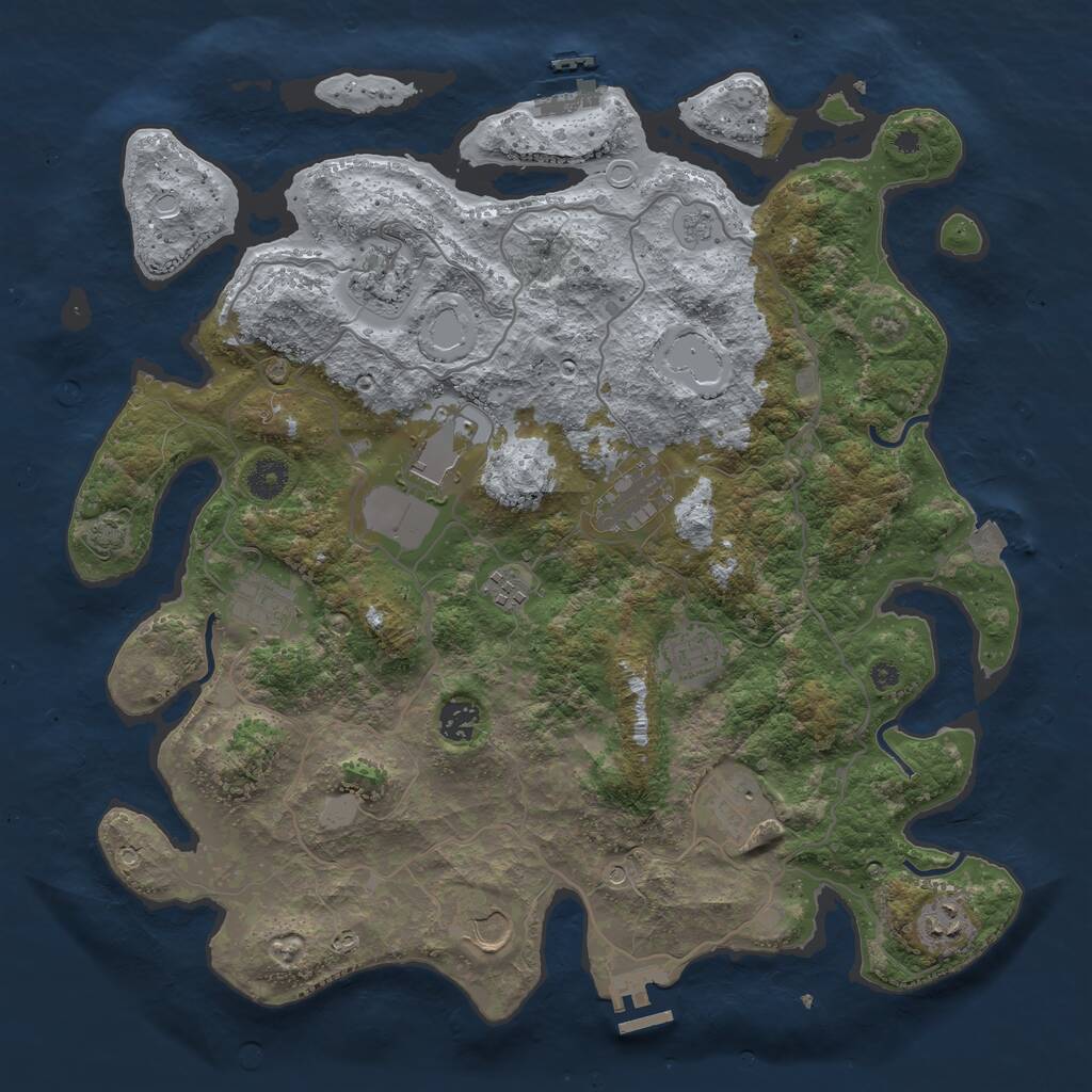 Rust Map: Procedural Map, Size: 4000, Seed: 718947803, 16 Monuments