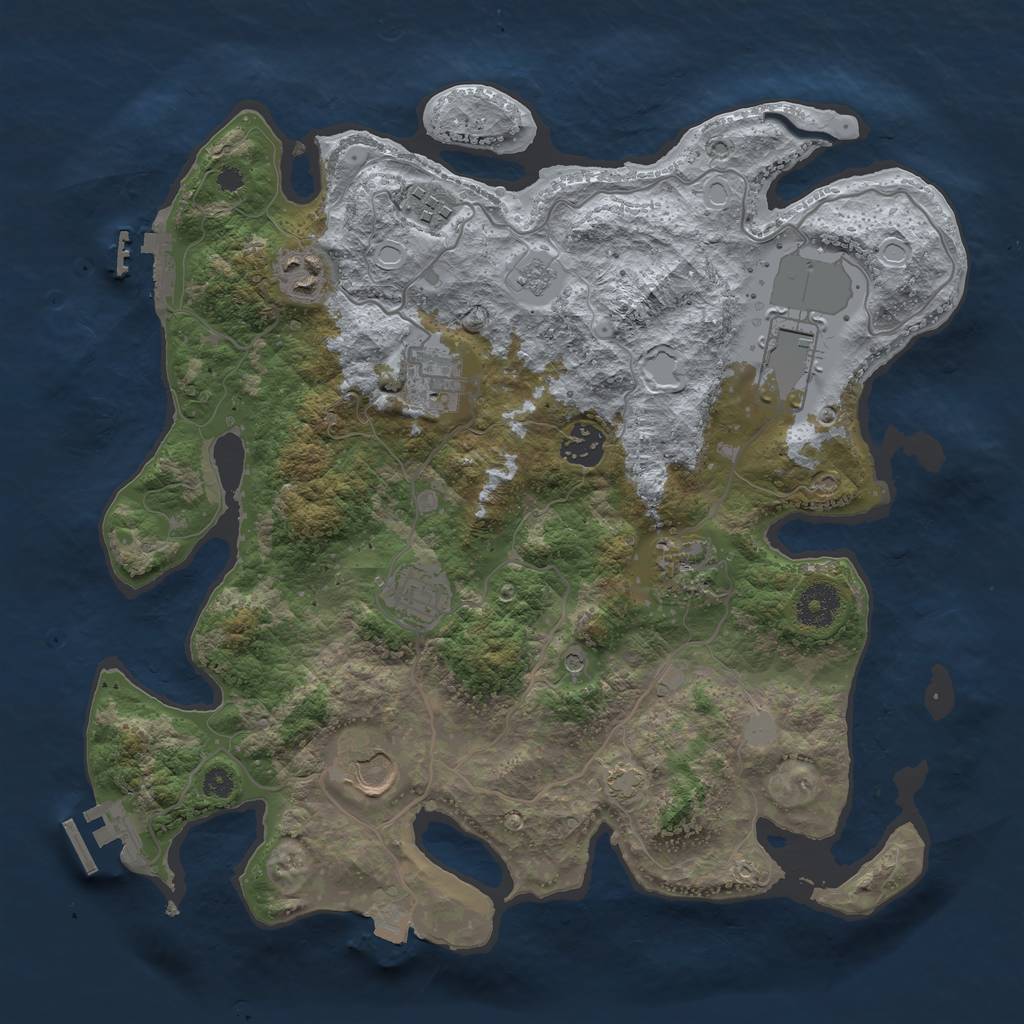 Rust Map: Procedural Map, Size: 3500, Seed: 644568550, 16 Monuments