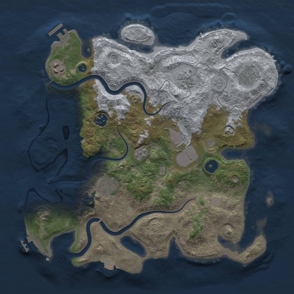 Rust Map: Procedural Map, Size: 3500, Seed: 644568550, 13 Monuments