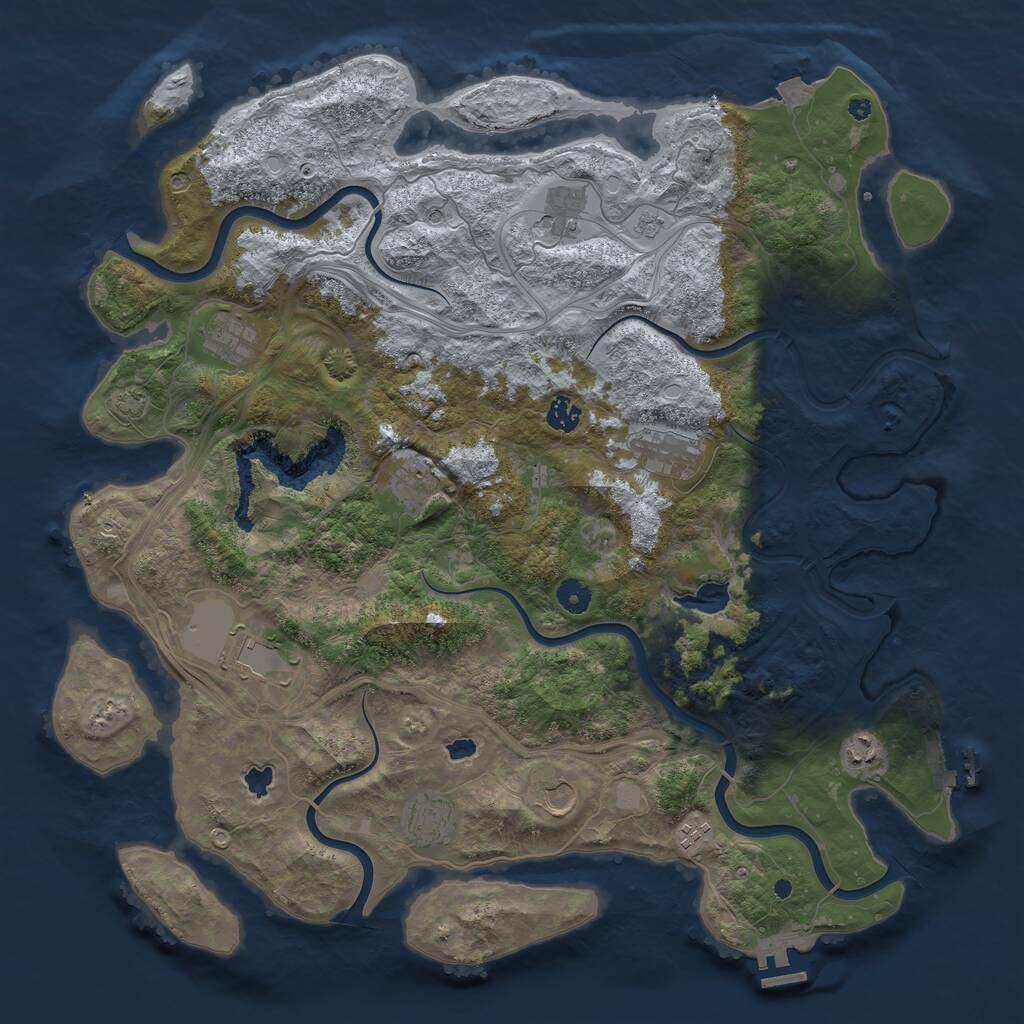 Rust Map: Procedural Map, Size: 4500, Seed: 516515471, 16 Monuments