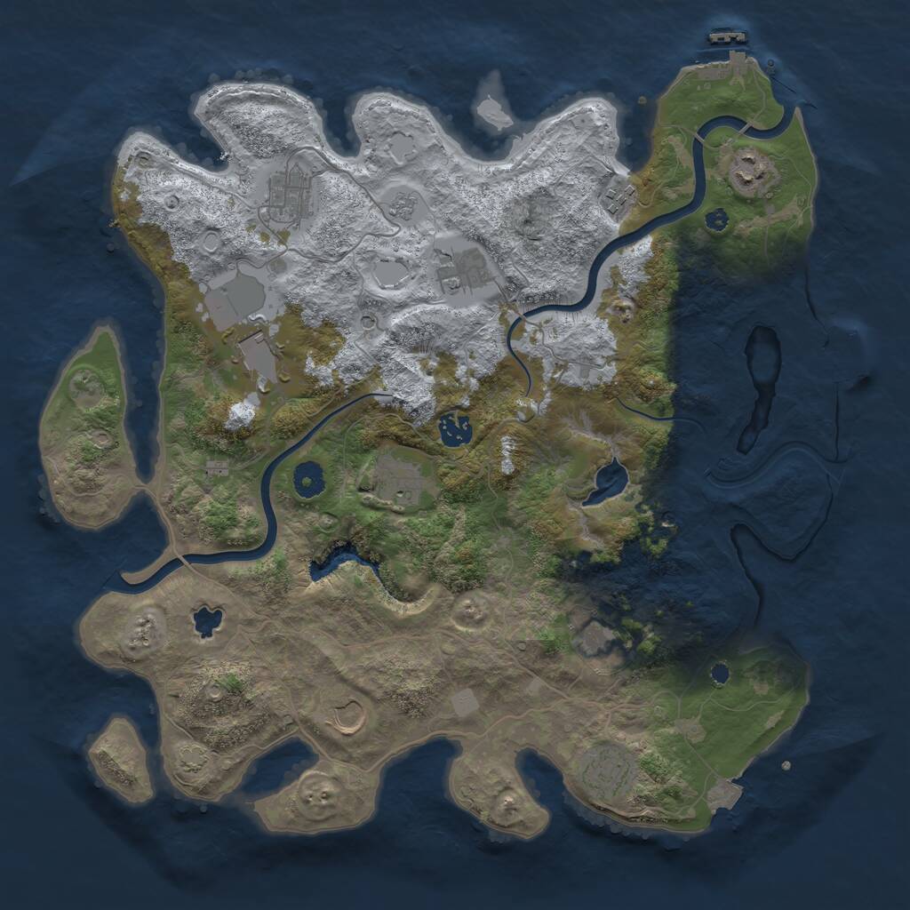 Rust Map: Procedural Map, Size: 4000, Seed: 86332, 16 Monuments