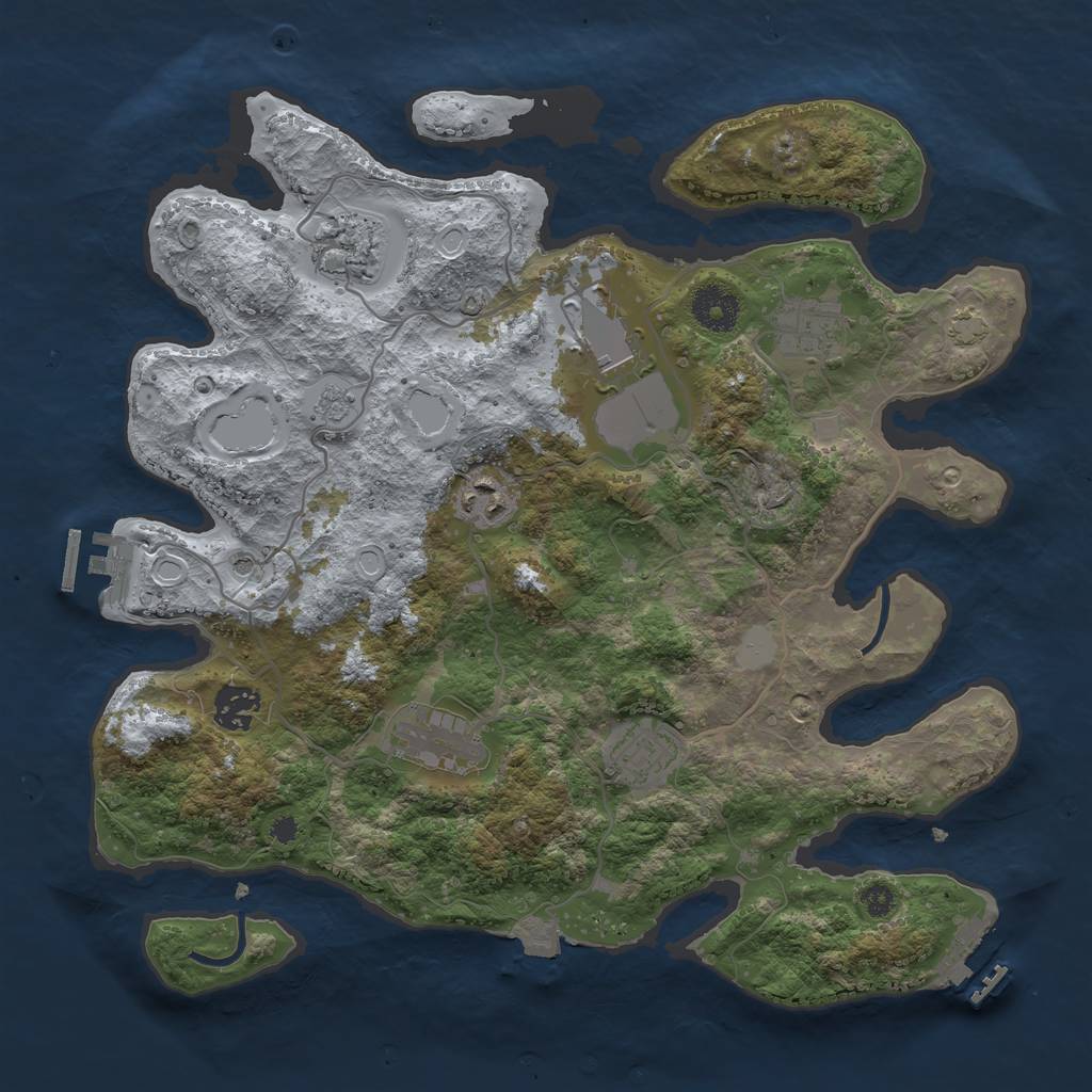 Rust Map: Procedural Map, Size: 3500, Seed: 6660, 15 Monuments