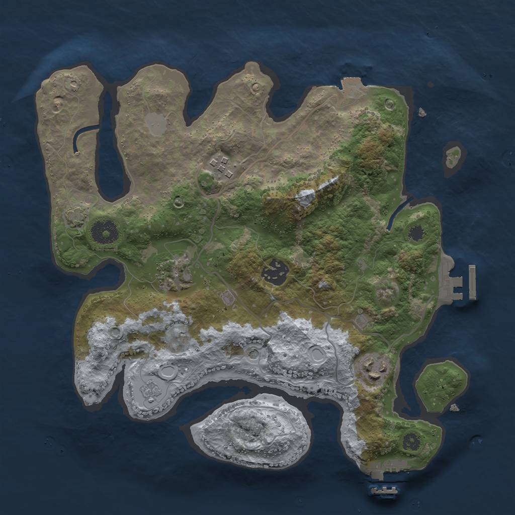 Rust Map: Procedural Map, Size: 3000, Seed: 131654351, 12 Monuments